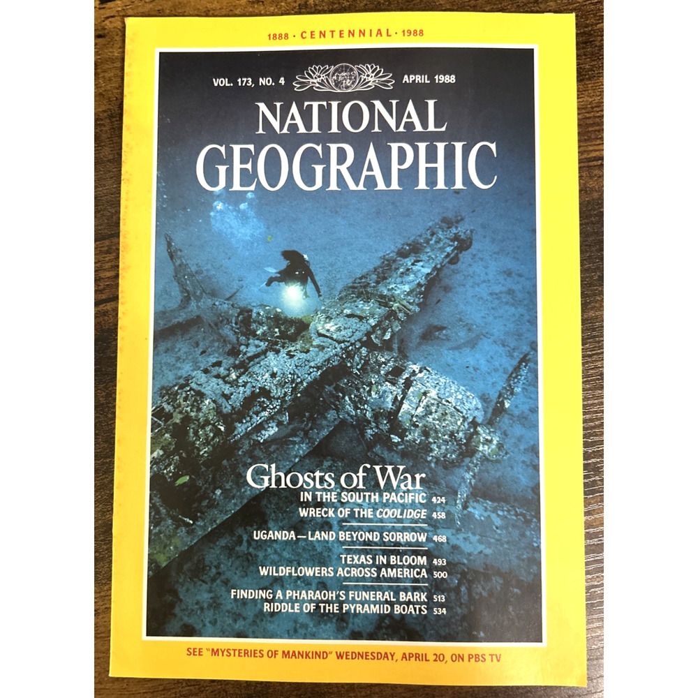 National Geographic Magazine Centennial April 1988 Ghosts of Wars Uganda Boats
